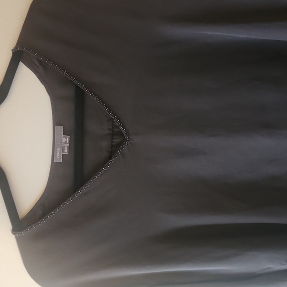 VINCE Gray Beaded Silk Blouse Top, Size xs - Picture 2 of 13